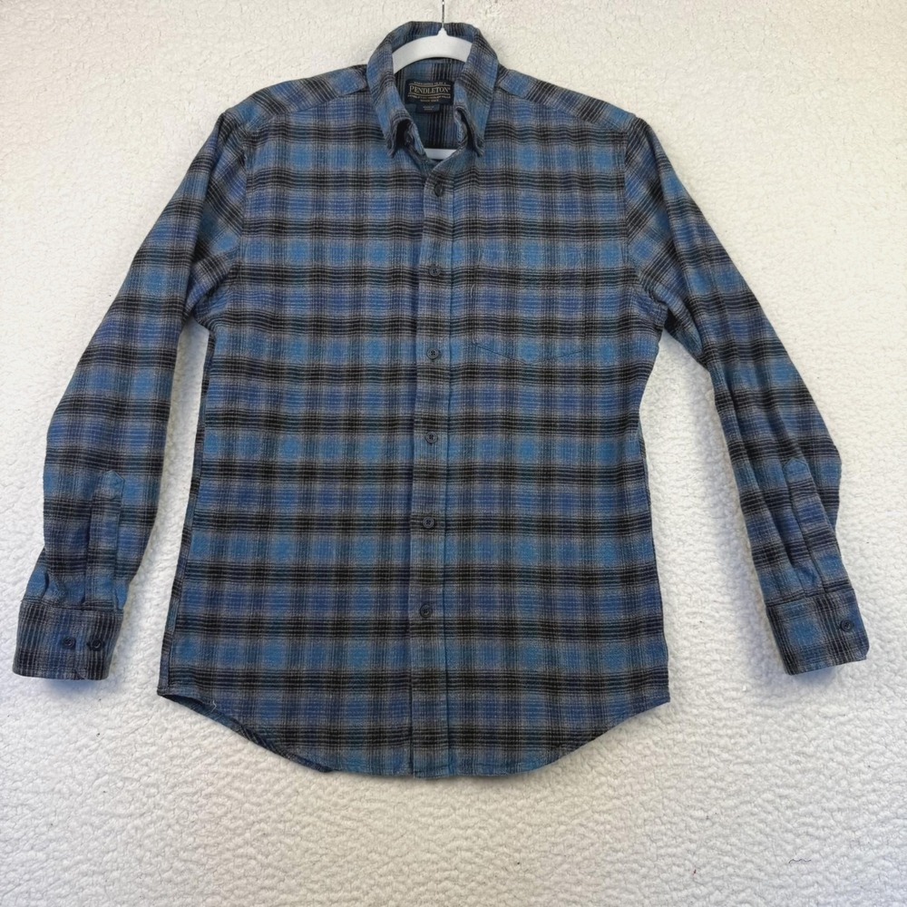 Pendleton Shirt Mens Small Blue Gray Plaid Button Down Long Sleeve Casual
